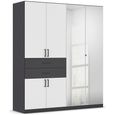 Maika Wardrobe - 181cm - 6 Door - Combi - H210cm - Metallic Dark Grey & Alpine White