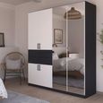 Maika Wardrobe - 181cm - 6 Door - Combi - H210cm - Metallic Dark Grey & Alpine White