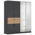 Rauch Maika 181cm 6 Door Combi Wardrobe - H 210cm - Metallic Dark Grey and Artisan Oak