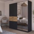 Rauch Maika 181cm 6 Door Combi Wardrobe - H 210cm - Metallic Dark Grey and Artisan Oak