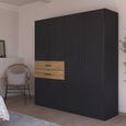 Rauch Maika 181cm 6 Door Wardrobe - H 197cm - Metallic Dark Grey and Artisan Oak