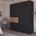Maika Wardrobe - 181cm - 6 Door - H210cm - Metallic Dark Grey & Artisan Oak