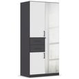 Rauch Maika 91cm 3 Door Combi Wardrobe - H 197cm - Metallic Dark Grey and Alpine White