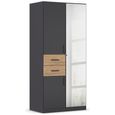 Rauch Maika 91cm 3 Door Combi Wardrobe - H 197cm - Metallic Dark Grey and Artisan Oak