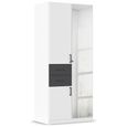 Maika Wardrobe - 91cm - 3 Door - Combi - H210cm - Alpine White & Metallic Dark Grey