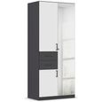 Maika Wardrobe - 91cm - 3 Door - Combi - H210cm - Metallic Dark Grey & Alpine White