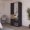 Maika Wardrobe - 91cm - 3 Door - Combi - H210cm - Metallic Dark Grey & Artisan Oak