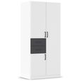 Rauch Maika 91cm 3 Door Wardrobe - H 197cm - Alpine White and Metallic Dark Grey