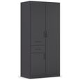 Rauch Maika 91cm 3 Door Wardrobe - H 197cm - Metallic Dark Grey