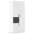 Rauch Maika 91cm 3 Door Wardrobe - H 210cm - Alpine White and Metallic Dark Grey