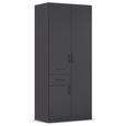 Rauch Maika 91cm 3 Door Wardrobe - H 210cm - Metallic Dark Grey