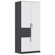 Rauch Maika 91cm 3 Door Wardrobe - H 210cm - Metallic Dark Grey and Alpine White