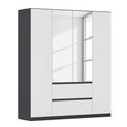 Rauch Mainz 181cm 4 Door Combi Wardrobe - Metallic Dark Grey and Alpine White