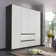 Rauch Mainz 181cm 4 Door Wardrobe with Drawer - Metallic Dark Grey and Alpine White