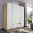 Rauch Mainz 181cm 4 Door Wardrobe with Drawer - Sonoma Oak and Alpine White