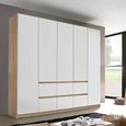 Rauch Mainz 226cm 5 Door Wardrobe with Drawer - Sonoma Oak and Alpine White