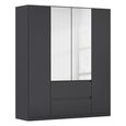 Rauch Mainz Plus 181cm 4 Door Combi Wardrobe - Metallic Dark Grey and Grey High Gloss