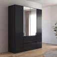 Rauch Mainz Plus 181cm 4 Door Combi Wardrobe - Metallic Dark Grey and Grey High Gloss
