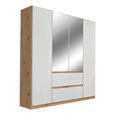 Rauch Mainz Plus 181cm 4 Door Combi Wardrobe - Sonoma Oak and White High Gloss