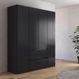 Rauch Mainz Plus 181cm 4 Door Wardrobe with Drawer - Metallic Dark Grey and Grey High Gloss