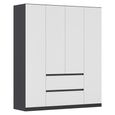 Rauch Mainz Plus 181cm 4 Door Wardrobe with Drawer - Metallic Dark Grey and White High Gloss