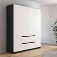 Rauch Mainz Plus 181cm 4 Door Wardrobe with Drawer - Metallic Dark Grey and White High Gloss