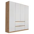 Rauch Mainz Plus 181cm 4 Door Wardrobe with Drawer - Sonoma Oak and White High Gloss