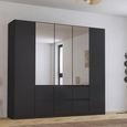 Rauch Mainz Plus 226cm 5 Door Combi Wardrobe - Metallic Dark Grey and Grey High Gloss