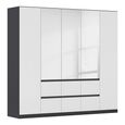 Rauch Mainz Plus 226cm 5 Door Combi Wardrobe - Metallic Dark Grey and White High Gloss