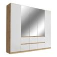 Rauch Mainz Plus 226cm 5 Door Combi Wardrobe - Sonoma Oak and White High Gloss