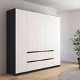 Rauch Mainz Plus 226cm 5 Door Wardrobe with Drawer - Metallic Dark Grey and White High Gloss