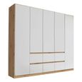 Rauch Mainz Plus 226cm 5 Door Wardrobe with Drawer - Sonoma Oak and White High Gloss