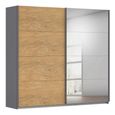 Rauch Malva 181cm 2 Door Sliding Wardrobe with Mirror - Metallic Dark Grey