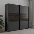 Rauch Marbella 218cm 2 Door Sliding Wardrobe with Extras - Metallic Dark Grey and Atlantic Dark Oak