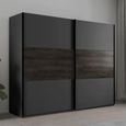 Rauch Marbella 261cm 2 Door Sliding Wardrobe - Metallic Dark Grey and Atlantic Dark Oak