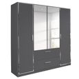 Rauch Marl 181cm 4 Door Combi Wardrobe - Metallic Dark Grey