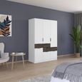 Rauch Mats 136cm 4 Door Wardrobe with Drawer - Alpine White and Atlantic Dark Oak