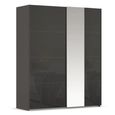 Rauch Miramar Type-1 181cm 2 Door Sliding Wardrobe with Mirror - Graphite and Basalt Glass