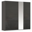 Rauch Miramar Type-1 226cm 2 Door Sliding Wardrobe with Mirror - Graphite and Basalt Glass
