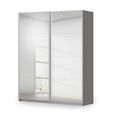 Rauch Miramar Type-3 181cm 2 Door Mirrored Sliding Wardrobe - Graphite