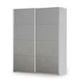 Rauch Miramar Type-3 181cm 2 Door Sliding Wardrobe - Silk Grey and Silk Grey Glass