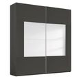 Rauch Miramar Type-4 181cm 2 Door Sliding Wardrobe - Graphite and Basalt Glass