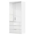 Miramar Type-5 Wardrobe - 101cm - 2 Door - Combi - Alpine White & Crystal White Glass
