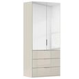Miramar Type-5 Wardrobe - 101cm - 2 Door - Combi - Champagne & Champagne Glass