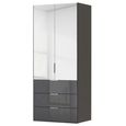 Miramar Type-5 Wardrobe - 101cm - 2 Door - Combi - Graphite & Basalt Glass