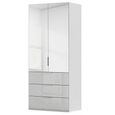 Miramar Type-5 Wardrobe - 101cm - 2 Door - Combi - Silk Grey & Silk Grey Glass