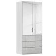 Miramar Type-5 Wardrobe - 101cm - 2 Door - Combi - Silk Grey & Silk Grey Glass