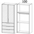 Miramar Type-5 Wardrobe - 101cm - 2 Door - 3 Drawer - Alpine White & Crystal White Glass