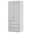 Miramar Type-5 Wardrobe - 101cm - 2 Door - 3 Drawer - Silk Grey & Silk Grey Glass