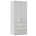 Miramar Type-5 Wardrobe - 101cm - 2 Door - 3 Drawer - Silk Grey & Silk Grey Glass